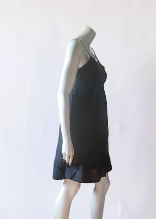 Vestido algodón negro romántico encaje talla 42