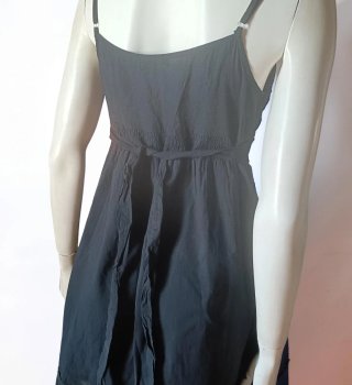 Vestido algodón negro romántico encaje talla 42