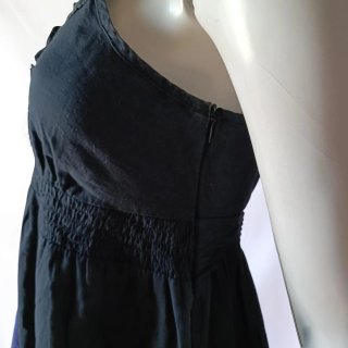 Vestido algodón negro romántico encaje talla 42