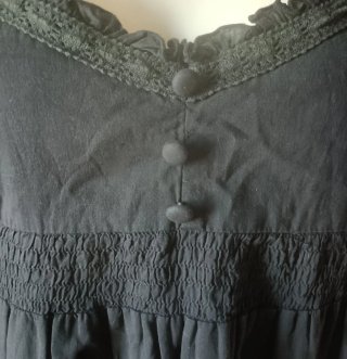 Vestido algodón negro romántico encaje talla 42