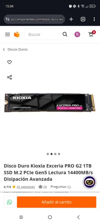 Disco Duro Kioxia Exceria PRO G2 1TB SSD