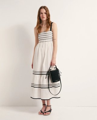 Vestido Sfera blanco con detalles negros