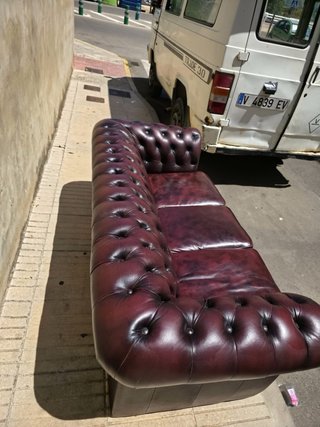 Divano Chesterfield in Pelle Rosso/Marrone