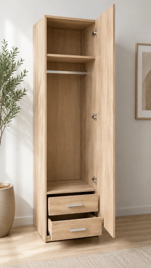 Armario 1 puerta 2 cajones madera