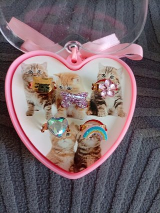 Set de pulseras y anillos de gatitos