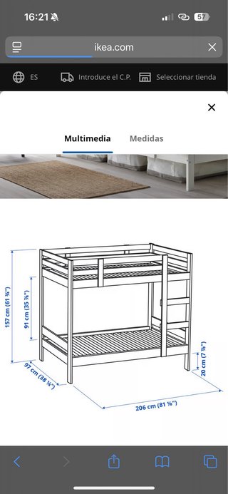 Litera Ikea Madera Blanca