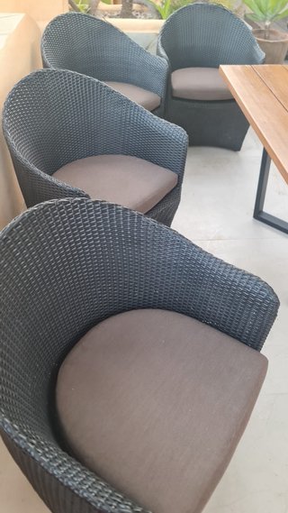 4 Sillones Kettal Exterior Mimbre y Tela