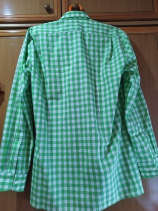 Camisa Olymp cuadros verde y blanco