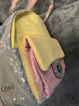 Zainetto paillettes Labelrose rosa giallo grigio