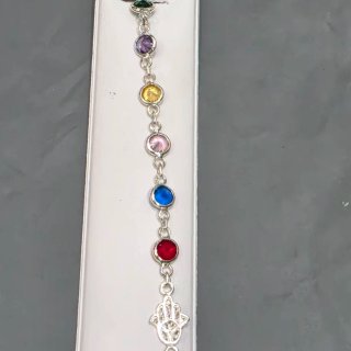 Pulsera Plata 925 Mano de Fátima Multicolor