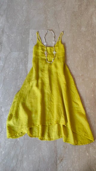 Abito midi in lino giallo taglia L