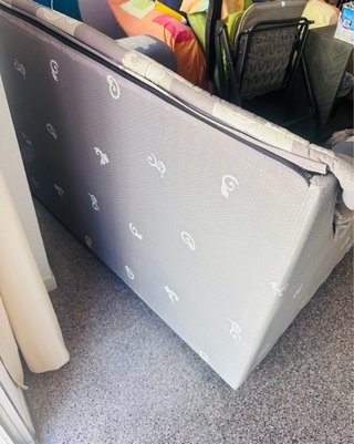 Sofá 2 plazas 184cm tela gris y beige
