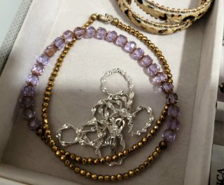 Pulsera doble dorada y rosa