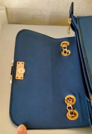 Borsa a tracolla blu e oro