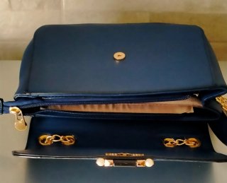 Borsa a tracolla blu e oro