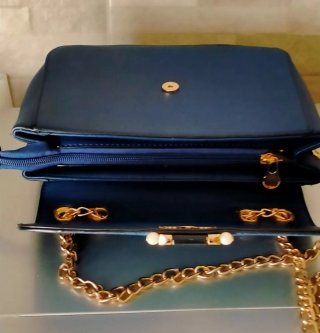 Borsa a tracolla blu e oro