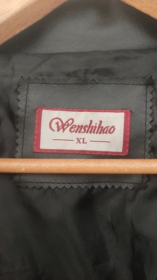 CHAQUETA WENSHIDAO DE CUERO NEGRO SINTÉTICO XL