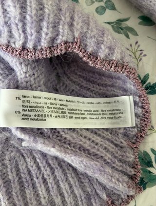 Jersey mujer de punto lila con hilo metálico rosa