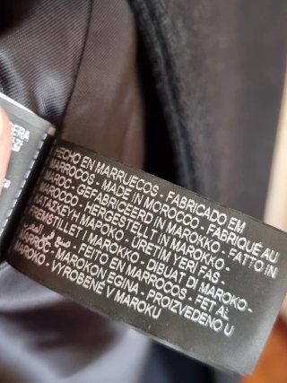 T. XL Zara Abrigo Largo Cruzado 50% Lana Negro