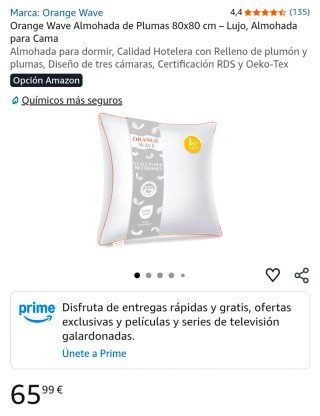 Almohada Plumas 80x80