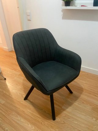 Elegante silla de tela gris/negra