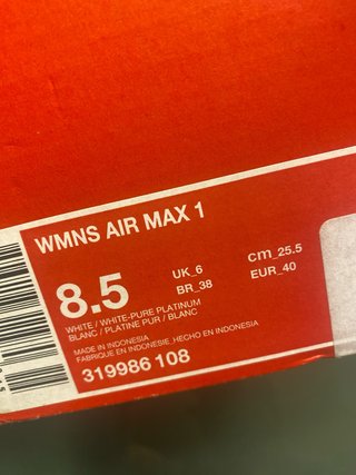 Nike Air Max 1 Beige/Blanco Talla 40