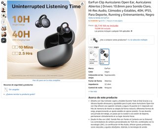 Auriculares EarFun Clip Negros