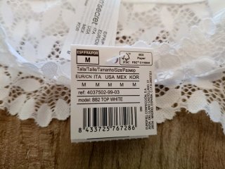 Sujetador blanco de encaje talla M