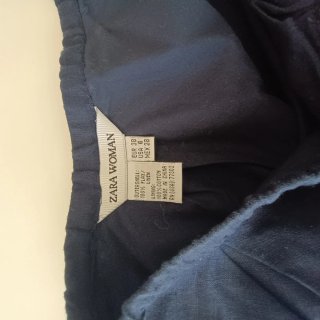 Saia Curta Zara Woman 100% Linho Azul-Escuro