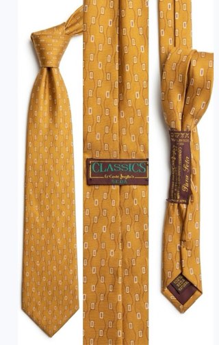 Corbata Classics Seda Pura Marrón y Dorado