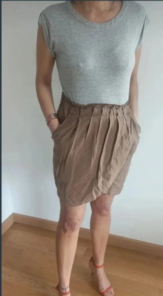 Vestido Zara Gris y Marrón