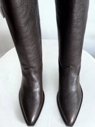 Stivali alti in pelle autentica T. 38 Zara marrone