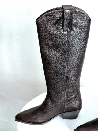 Stivali alti in pelle autentica T. 38 Zara marrone