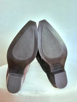 Stivali alti in pelle autentica T. 38 Zara marrone