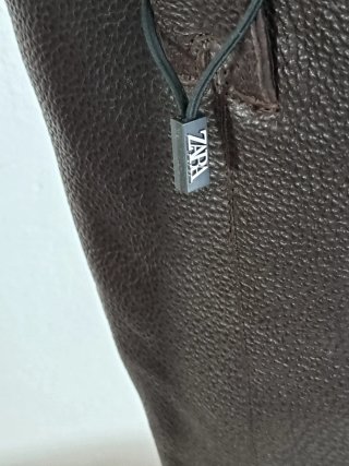 Stivali alti in pelle autentica T. 38 Zara marrone