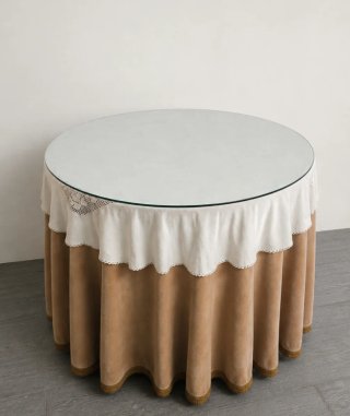 Mesa camilla redonda de madera robusta