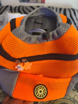 Mochila infantil naranja y gris