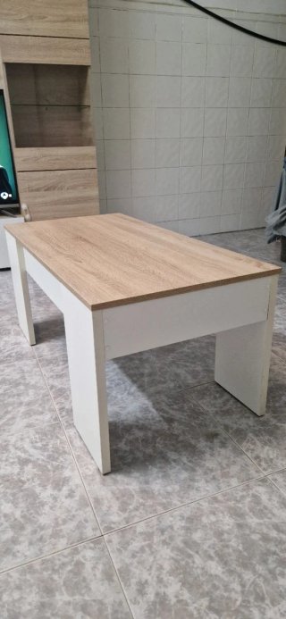 Mueble de salón modular madera y blanco