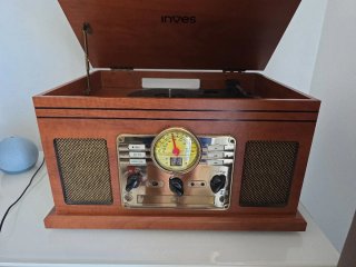 Tocadiscos Inves Retro Madera y Dorado