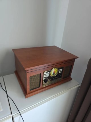 Tocadiscos Inves Retro Madera y Dorado