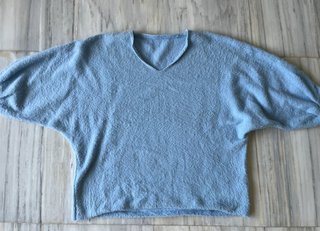 Jersey suave efecto pelo azul cuello de pico