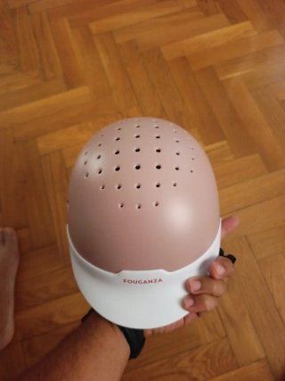 Casco equitación Fouganza rosa y blanco