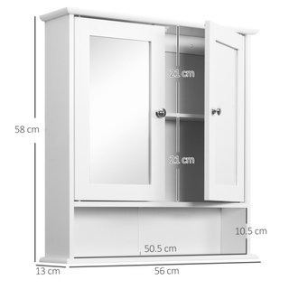 Mobiletto Armadietto a Muro con Specchio da Bagno