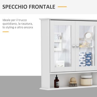 Mobiletto Armadietto a Muro con Specchio da Bagno