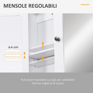 Mobiletto Armadietto a Muro con Specchio da Bagno