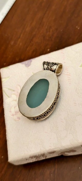 Colgante Plata Ley Ágata Natural Azul