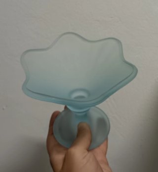 Juego 6 copas helado vidrio azul