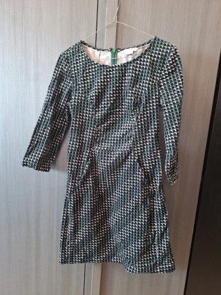 Abito corto fantasia geometrica verde Boden Tg. S