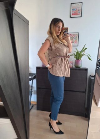 Gilet smanicato Floria con cintura S/M/L