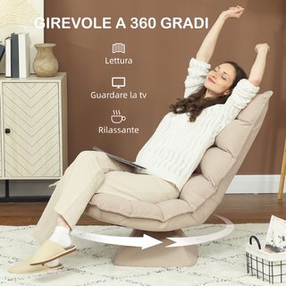 Poltrona Relax Girevole 360° con Schienale Regolab